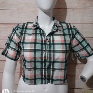 PASSPORT‎ Seafoam Blue Crop Top Women's L